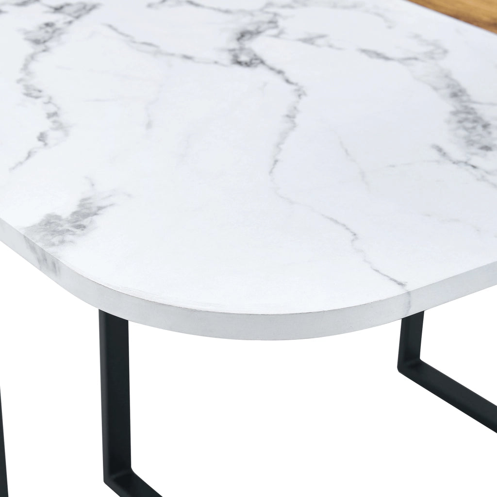 Tavolo da pranzo in MDF con base in metallo, stile moderno, per soggiorno e sala da pranzo, legno naturale scuro