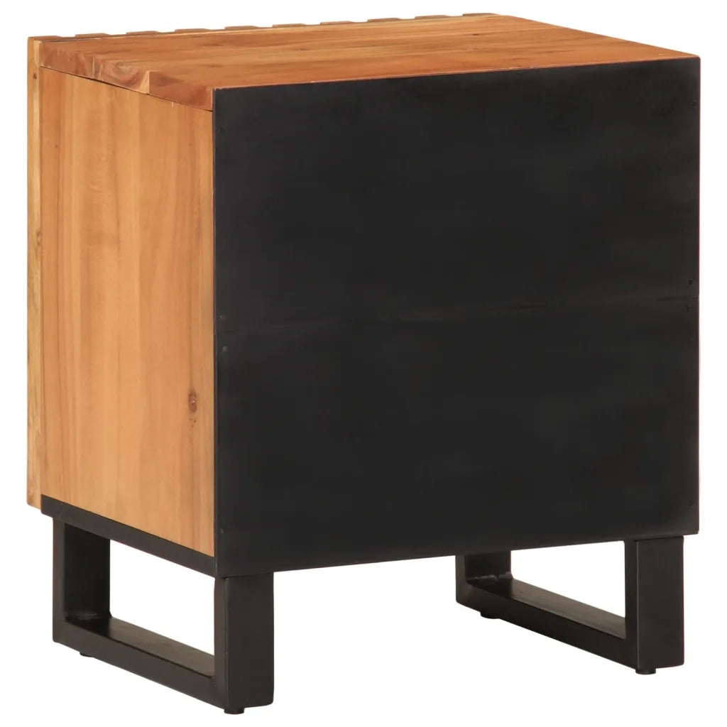 Set di 2 Comodini | Armadio da Notte | Mobiletto da notte 40x34x46 cm in Legno Massello di Acacia