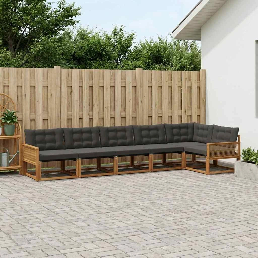 Set di divani da esterno 6 pz Naturale e Nero 3381460