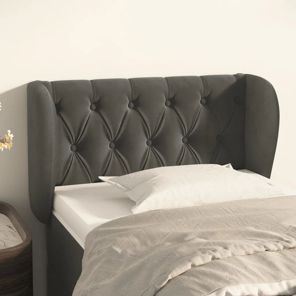 Testiera | Testata ad Orecchio Grigio Scuro 83x23x78/88 cm in Velluto