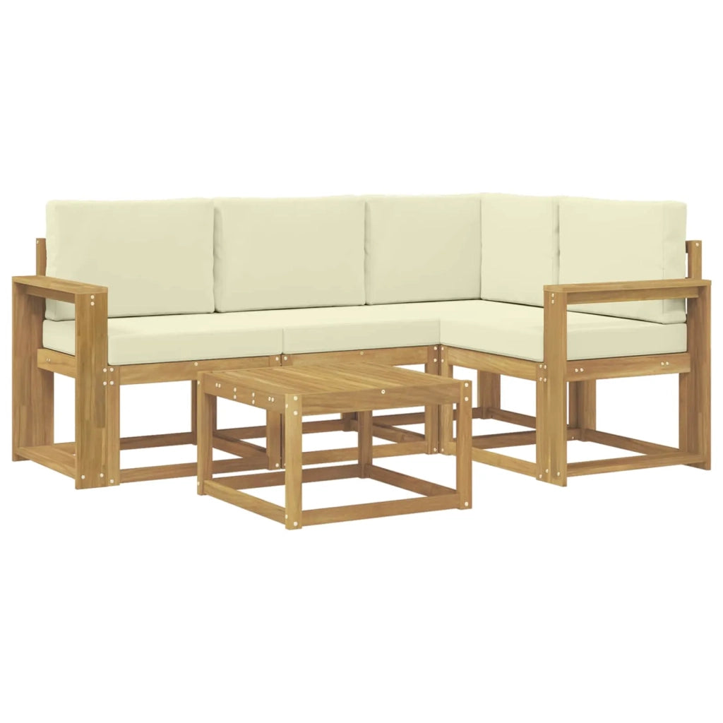 Set di divani da esterno con cuscino 5 pcs Bianco e Crema