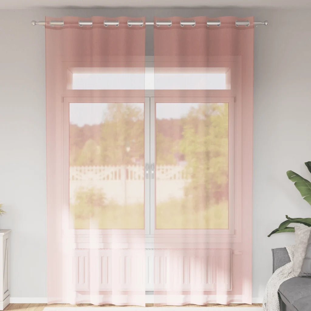 vidaXL Tende in Voile con Occhielli 2 pz Rosa 140x300 cm