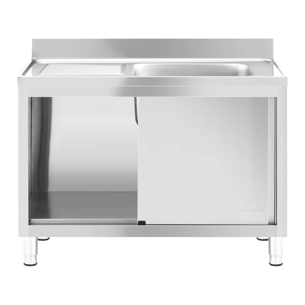Lavello professionale in acciaio inox su mobile base con lavello in acciaio inox (1 vasca: 500 x 400 x 260 mm altezza paraschizzi: 100 mm piedini regolabili) 14_0005020