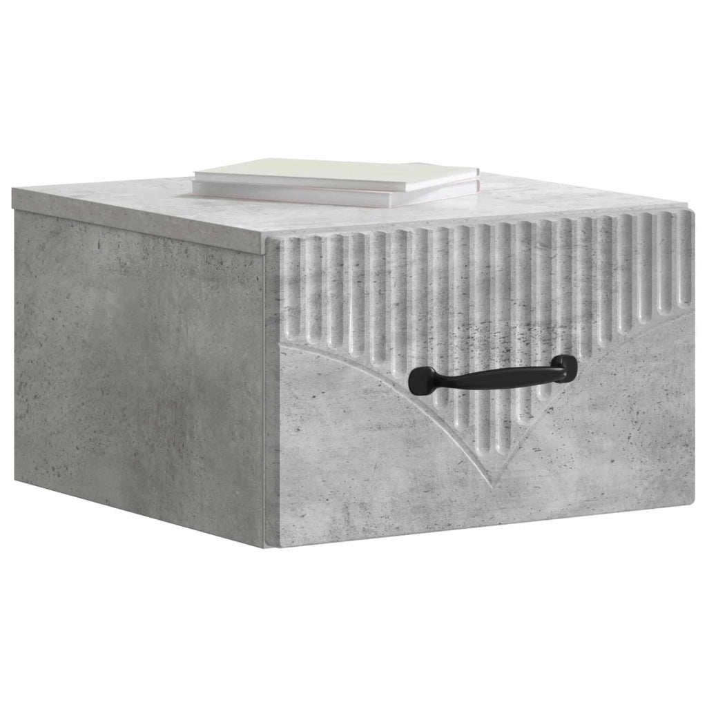 Mobiletto da notte a muro con cassetto 2 pcs Grigio Cemento 898942