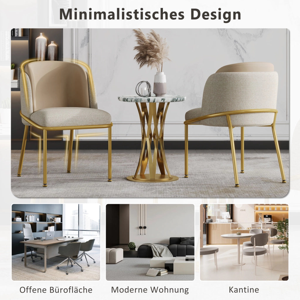 Sedia da Pranzo con Schienale Ergonomico e Piedini Regolabili, in Metallo e Legno, Beige e Cachi
