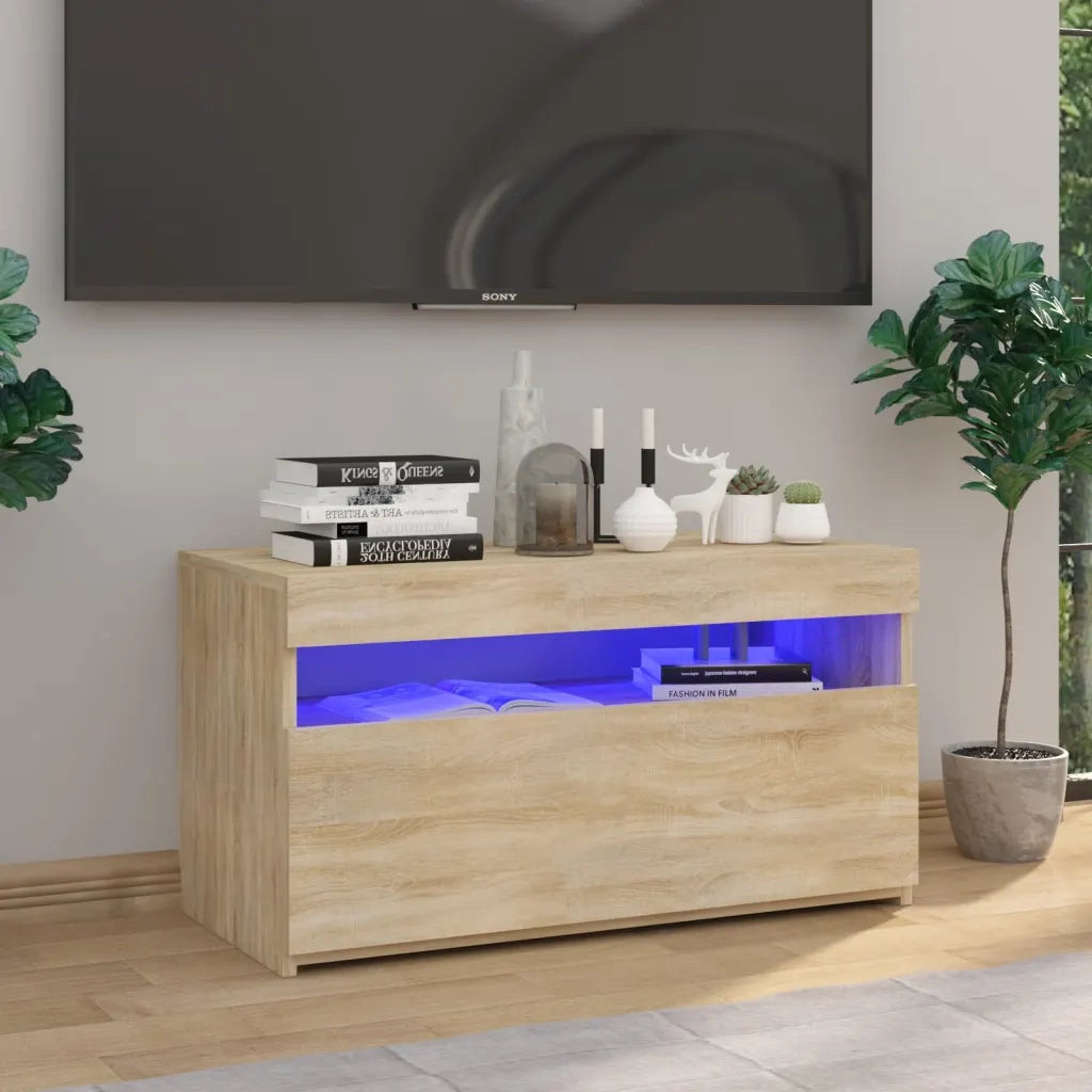 Mobile Porta TV con Luci LED-Mobile per TV-Credenza TV Rovere Sonoma 60x35x40 cm 560989
