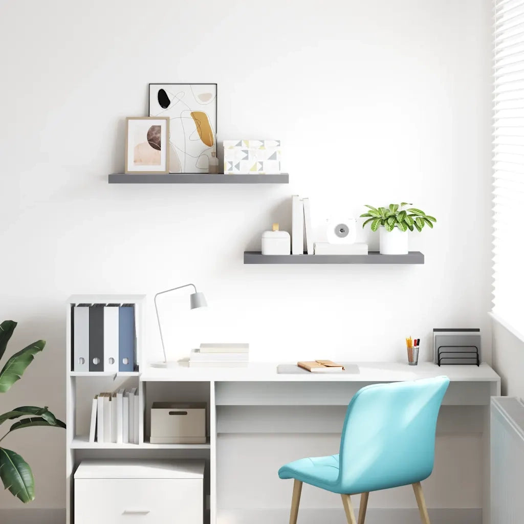 2 pz Scaffali a Parete | Ripiano a parete | Mensole a Parete Grigi 80x23,5x3,8 cm in MDF