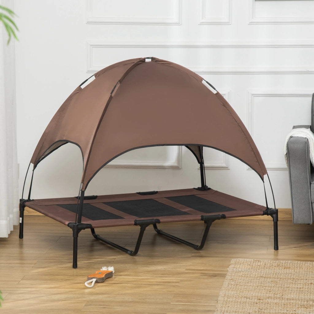 Letto per cani con baldacchino ¨C zephmum ¨C grigio tessuto 122x92x108 cm