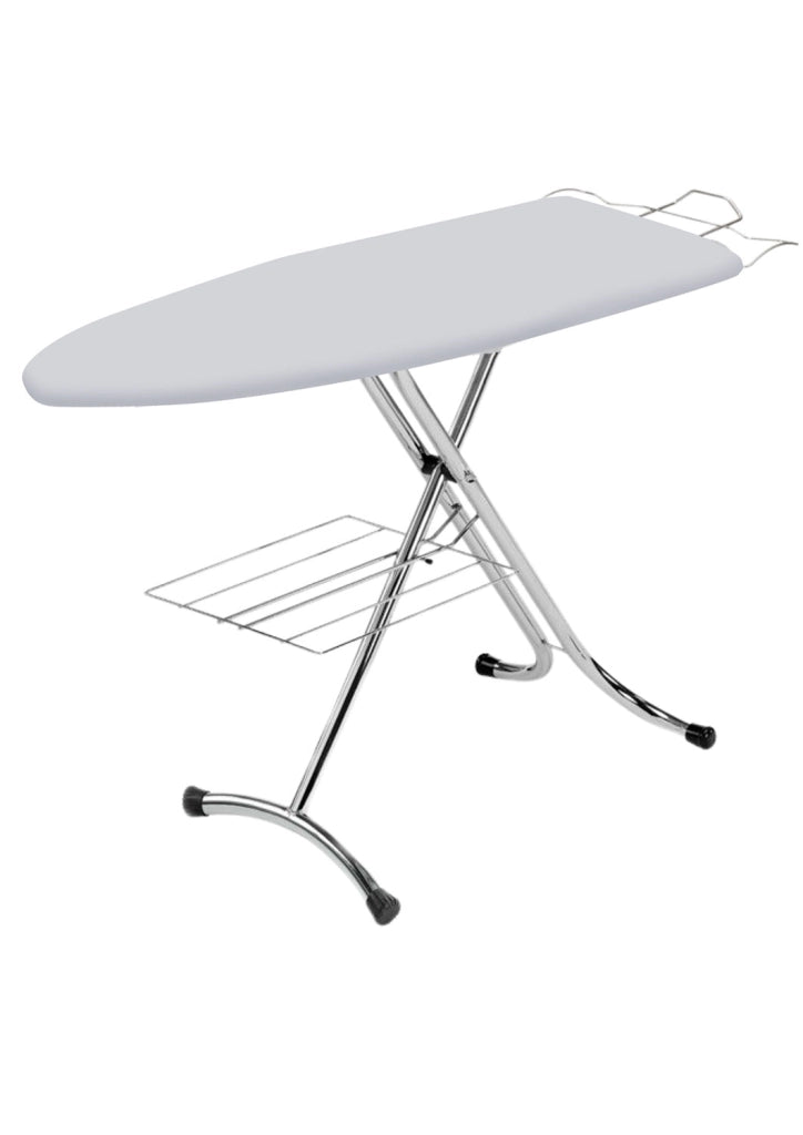 Asse da Stiro Salvaspazio Relax Profi 123x39 cm Ripiano Sottostante Gambe Triple Altezza Regolabile in Acciaio