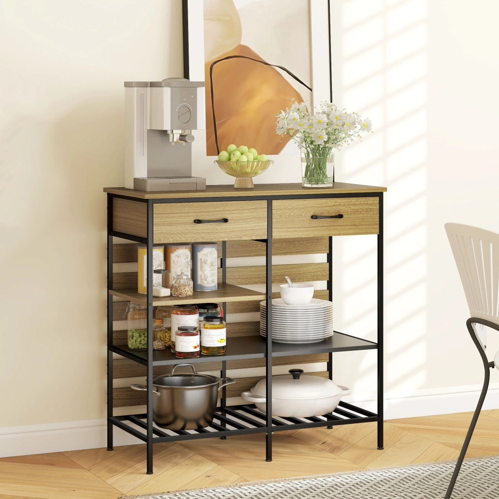 Credenza ¨C zephmum ¨C legno naturale e nero, 90x40x91 cm