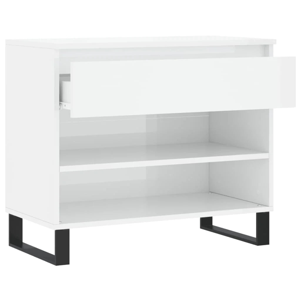 Scarpiera mobile contenitore per scarpe mobile per ingresso/corridoio/soggiorno finitura lucida 70 x 36 x 60 cm legno ingegnerizzato bianco 02_0021317