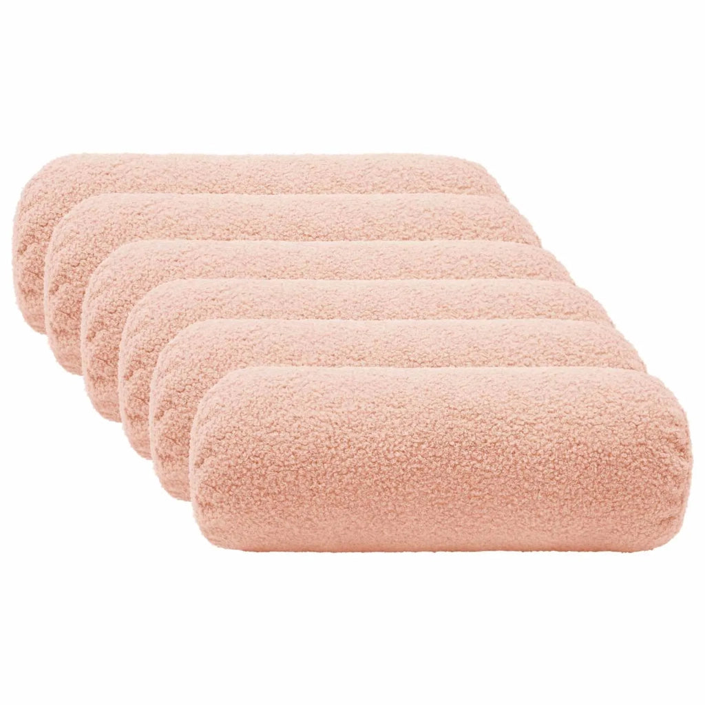 Federa 6 pcs HEERLEN Rosa Ø 15 x 40 cm Bouclé 923270