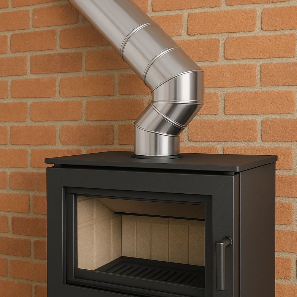 Curva 45° doppia parete acciaio inox Ø 180/230 mm spessore 0,5 mm canna fumaria