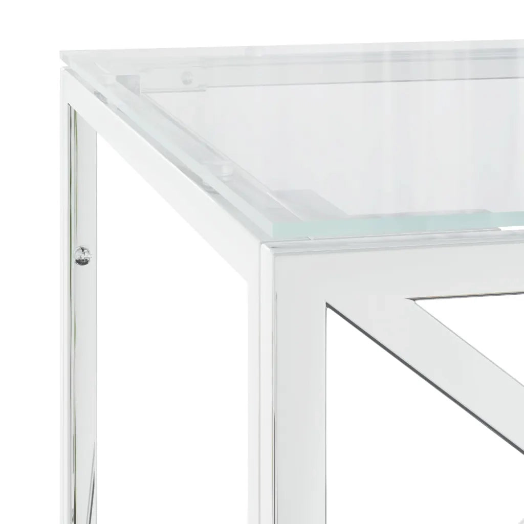 Tavolino da salotto | Tavolino da caff¨¨ | Tavolino da Soggiorno 110x45x45 cm in Acciaio Inox e Vetro