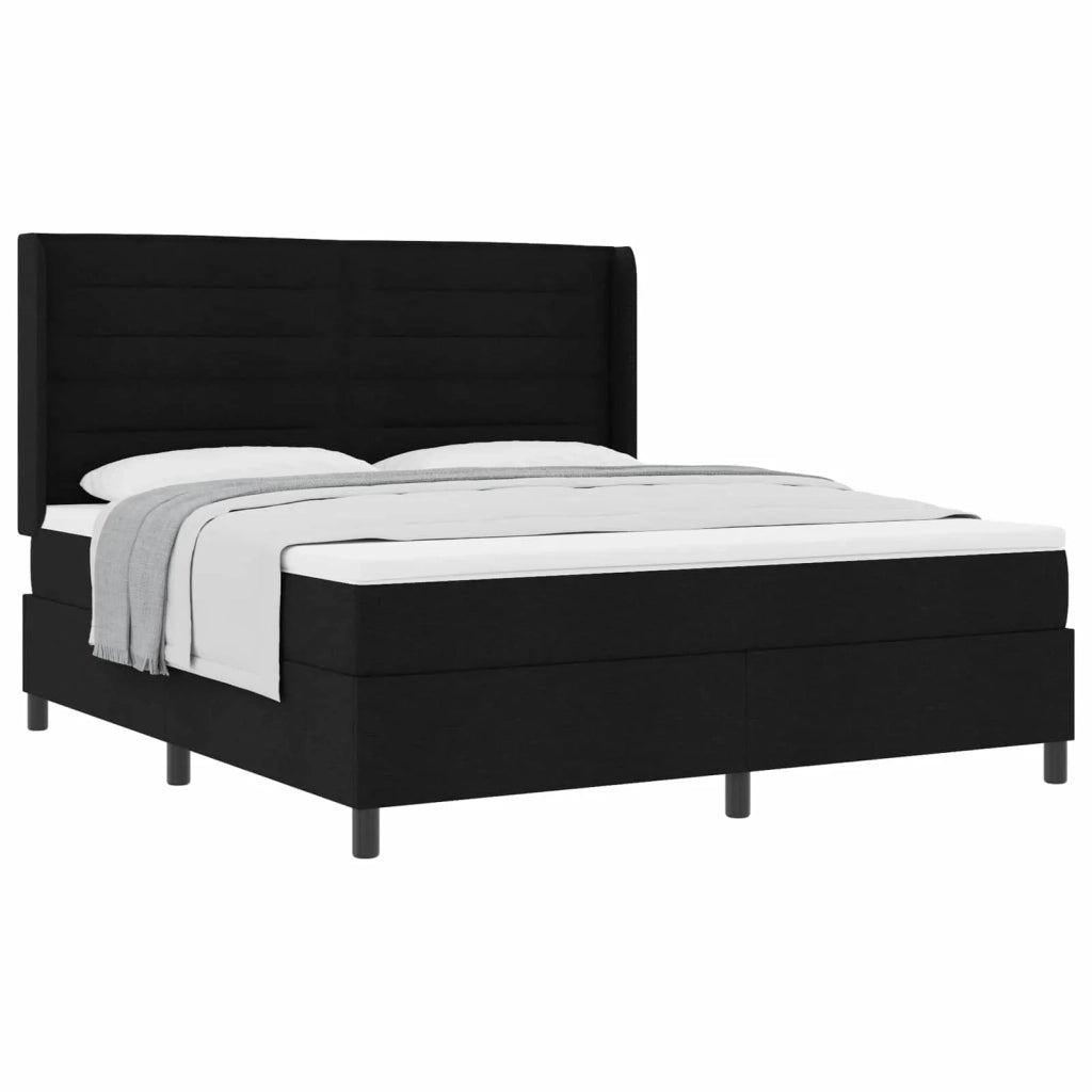 Letto a molle con materasso Nero 200 x 180 cm Tessuto 3341597