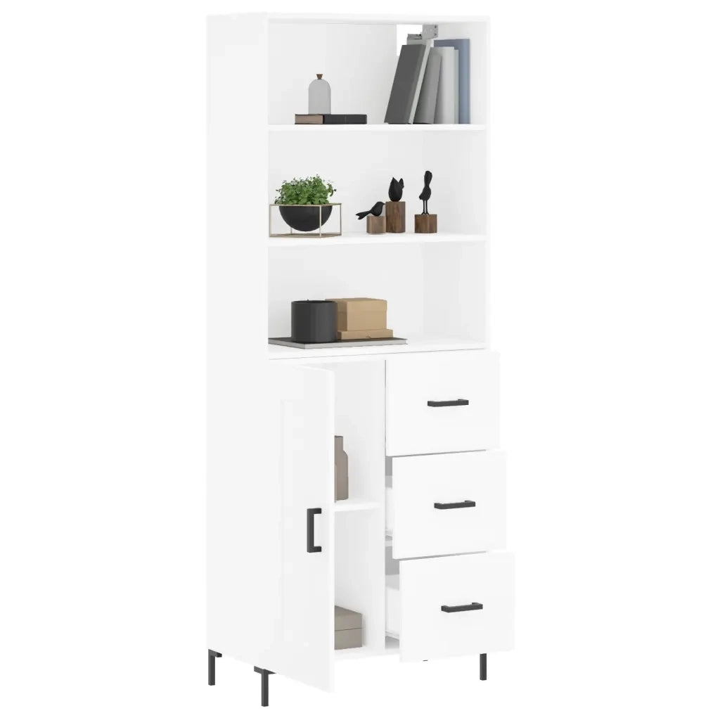Credenza-Buffet-Armadio da cucina Bianca 69,5x34x180 cm in Legno Multistrato 350524