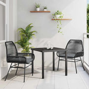 Set da Pranzo per Giardino con cuscino 3 pcs Nero polyrattan 3380869