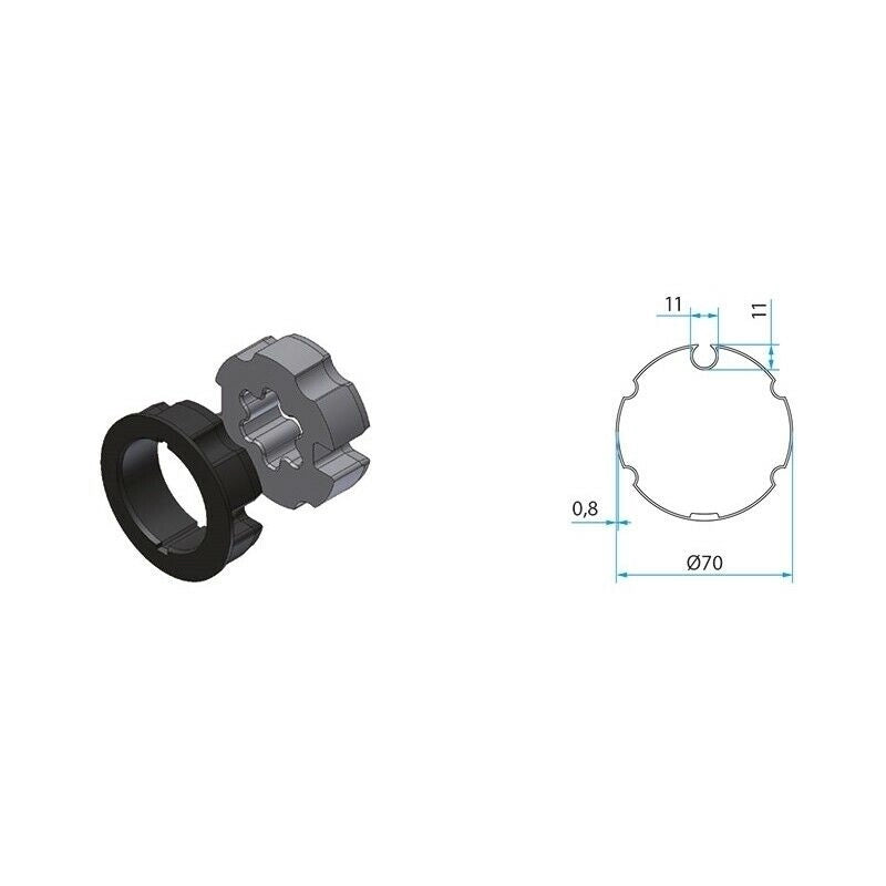 TM2 45 ADATTATORE PER TUBO TONDO 70MM CON OGIVA FAAC A4505_0518S AUTOMAZIONE
