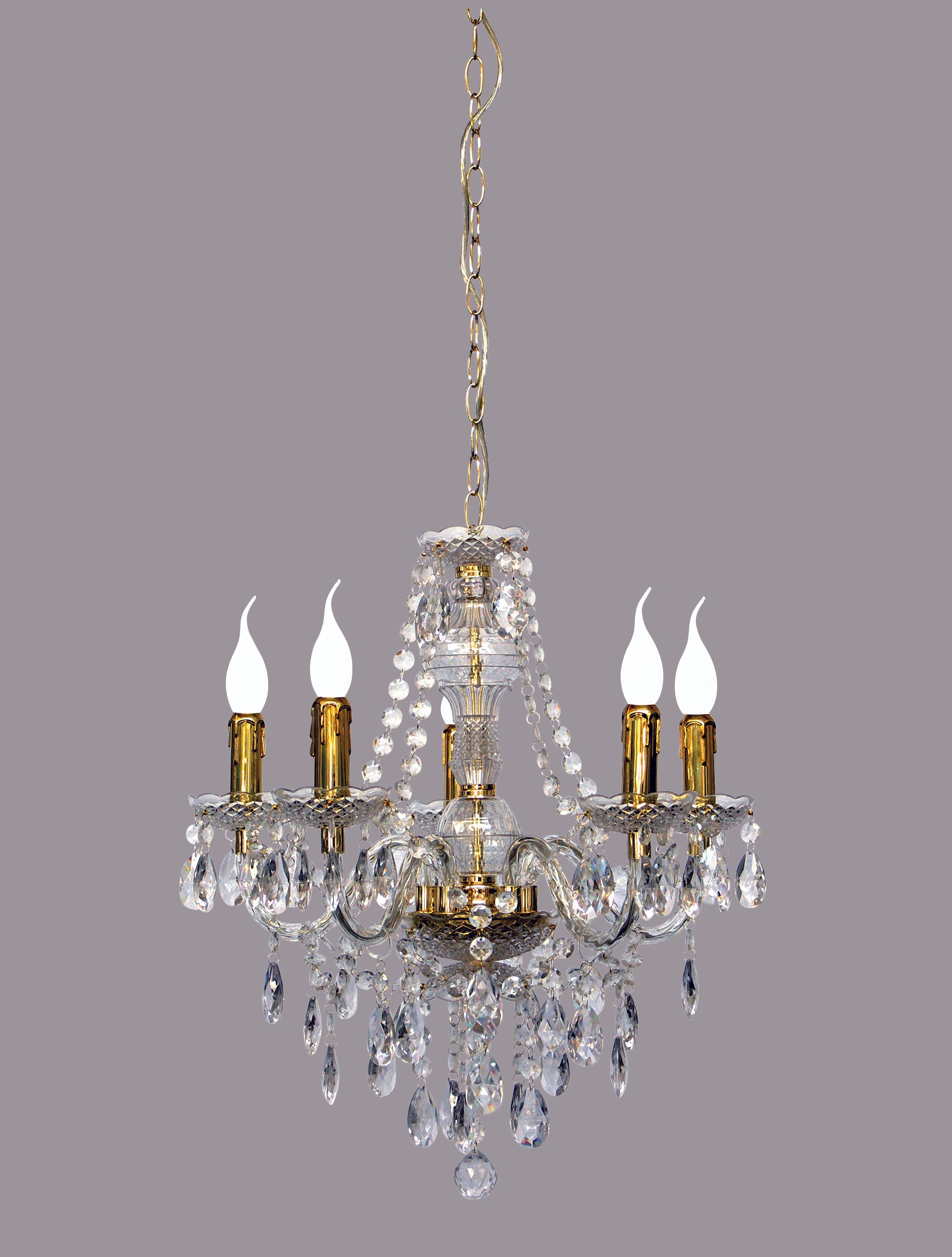 Lampadario da Interno  E14 in Metallo Ottone Lucido