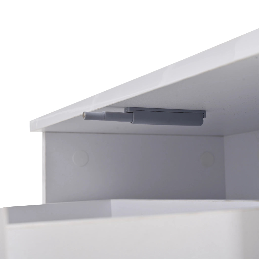 TAVOLINO da salotto 100x50x40 cm bianco in pannello di legno con piano sollevabile e LED