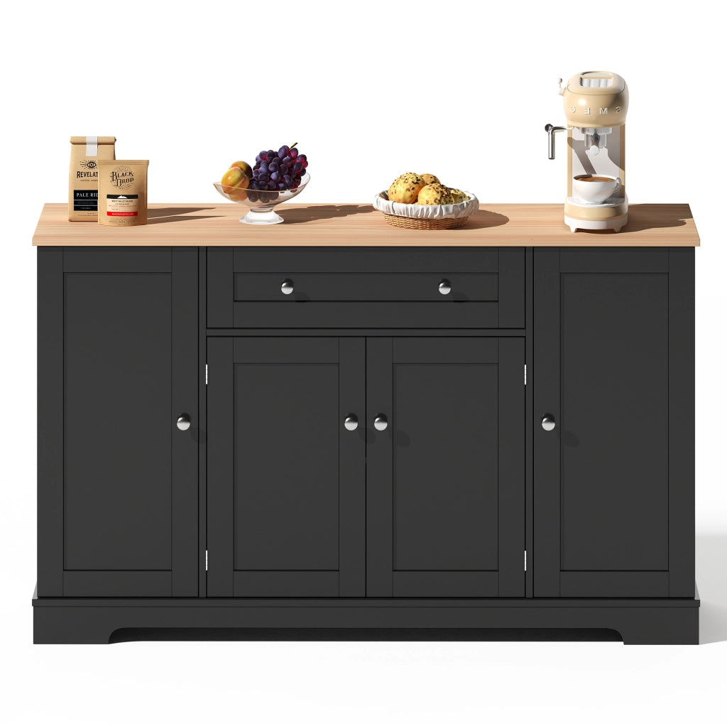 Sideboard cucina 138 cm con cassetto; ripiani regolabili in MDF nero