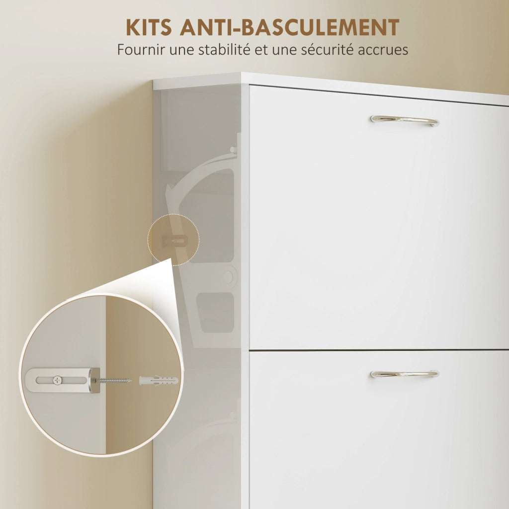 Scarpiera salvaspazio 15 paia ¨C Xylo ¨C 5 ante bianco slim 65x17x180,5cm