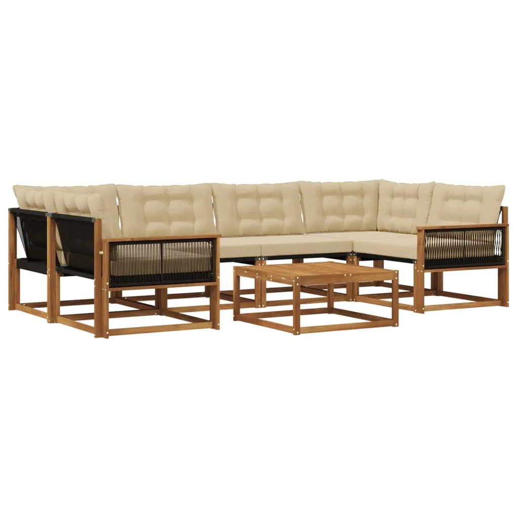 Set di divani da esterno con cuscino 7 pcs Naturale e Beige 3381281
