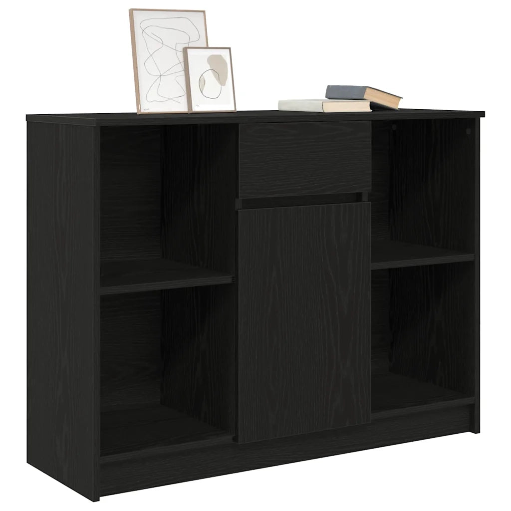 Credenza con Cassetto Rovere Nero 101x35x76cm Legno Multistrato 861563