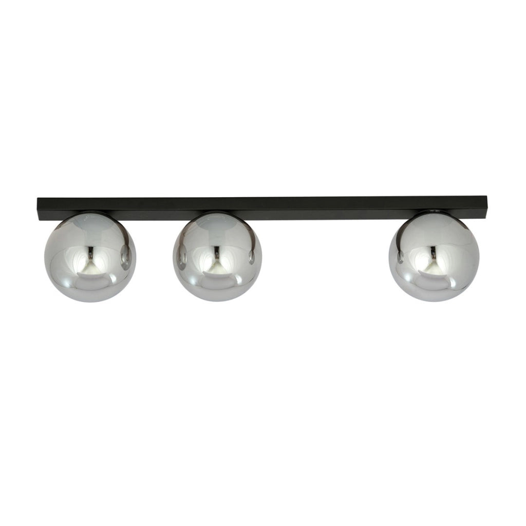 Lampada a sospensione FIT in acciaio nero con diffusori in vetro grafite