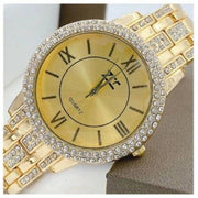 Trade Shop - Orologio Da Polso Zcc 13 Donna Acciaio Quarzo Brillantini Moda Dorato Fondo Oro -