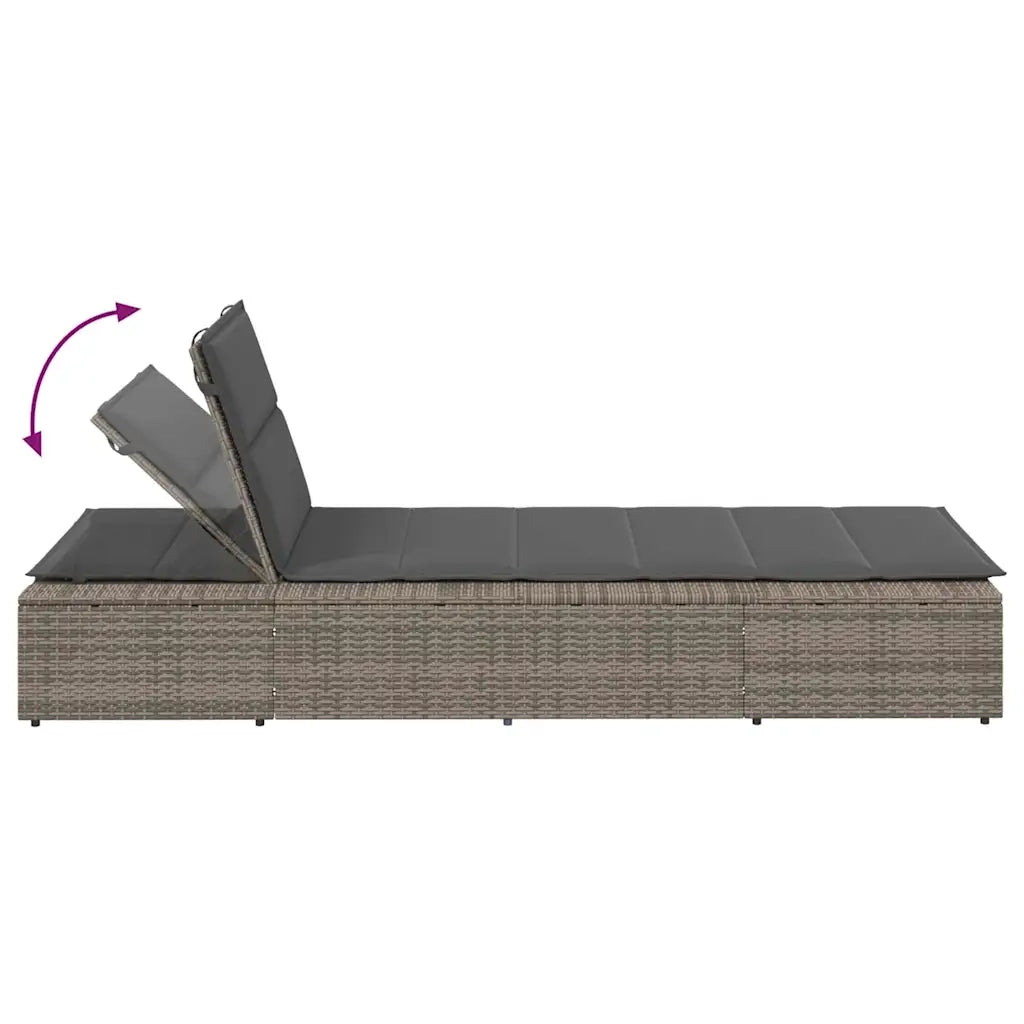 Lettino Prendisole con Cuscino Galleggiante Grigio Polyrattan 4104204