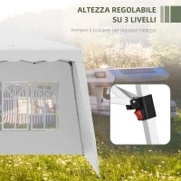 Gazebo da Giardino Pieghevole ad Altezza Regolabile in Acciaio e Tessuto Oxford, 2.4x2.4x2.5m