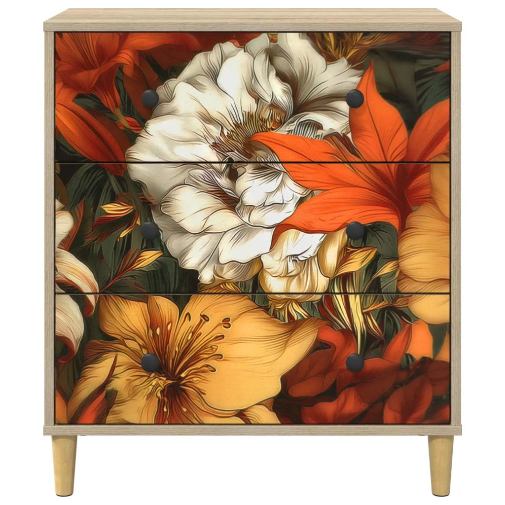 Cassettiera GENNEP stampa a gigli 66 x 36,5 x 75 cm Sonoma 8007355
