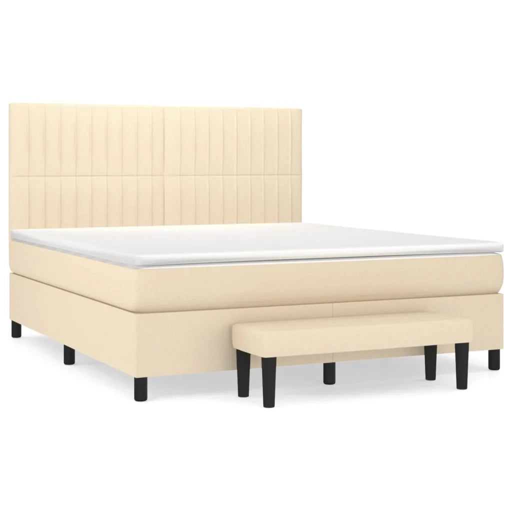 Giroletto a Molle con Materasso Crema 160x200 cm in Tessuto