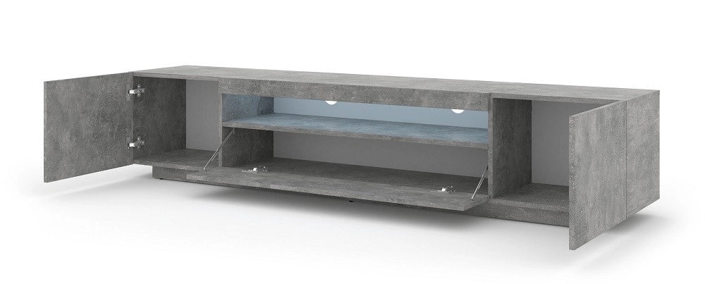 Mobile TV sospeso o a terra Led Incluso 200x42/36x37 Cm STAND AURA color Cemento