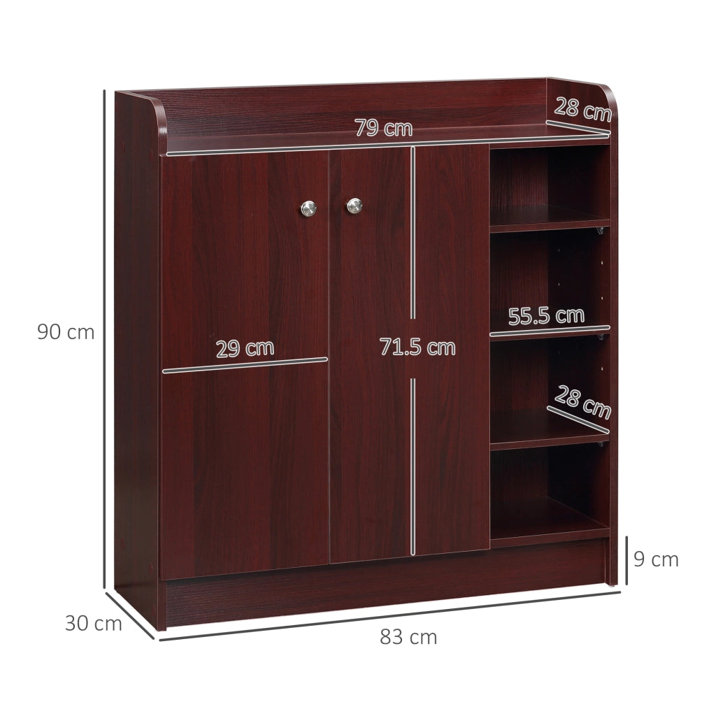 EasyComfort Armadio Scarpiera Moderno e Salvaspazio in Legno per 12 Paia con 4 Ripiani Aperti, 83x30x90 cm, color Caffè