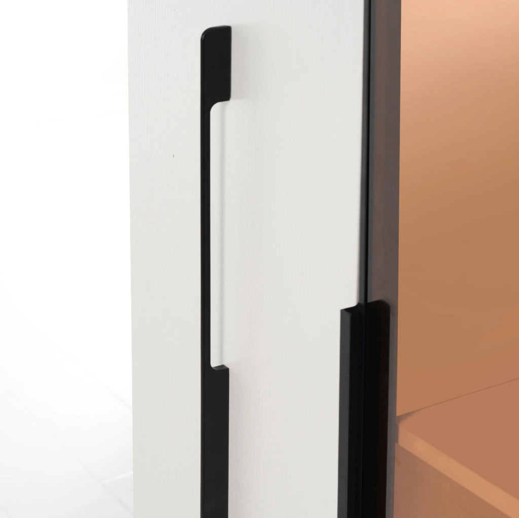 Vetrina LED con anta in vetro e vano laterale estraibile 110;5x35x160 cm; bianco