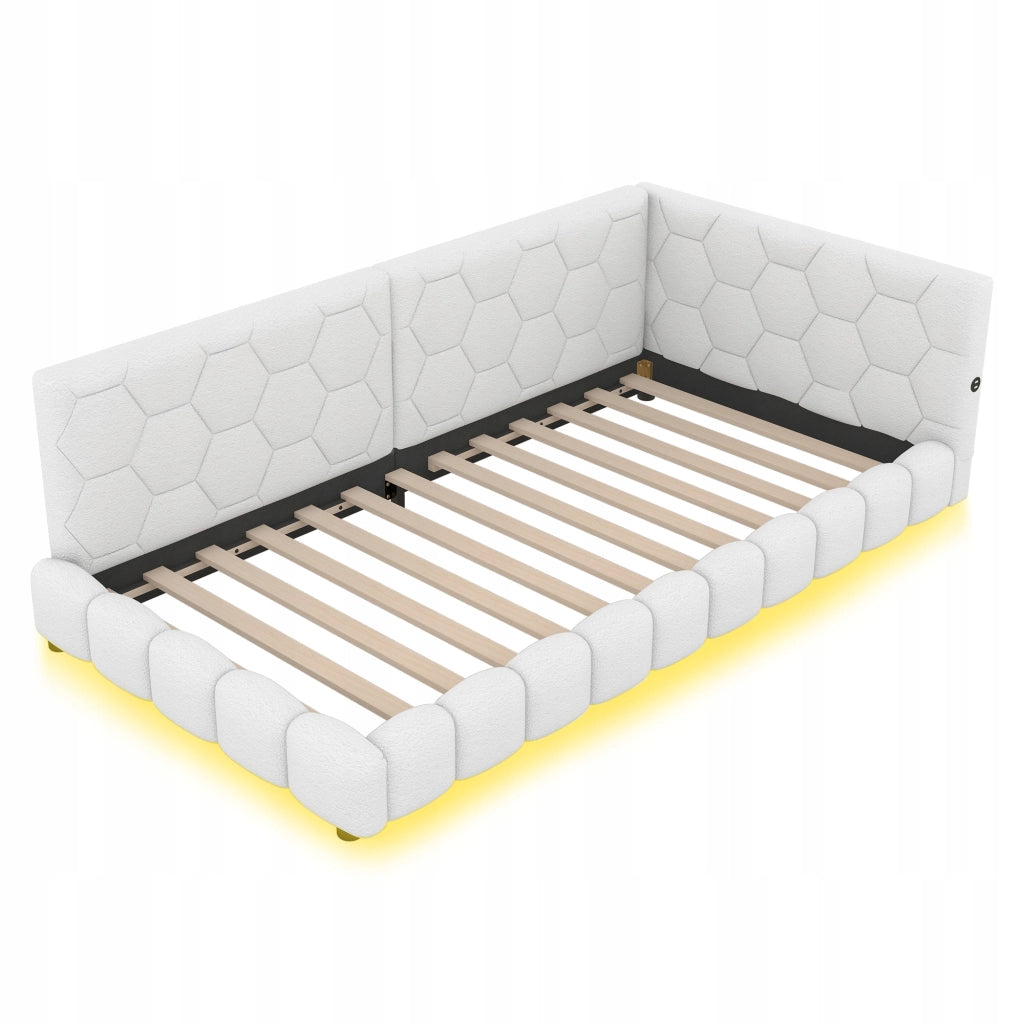 Letto a giorno 90x200 - Xylo - 16 colori luce USB-C bianco
