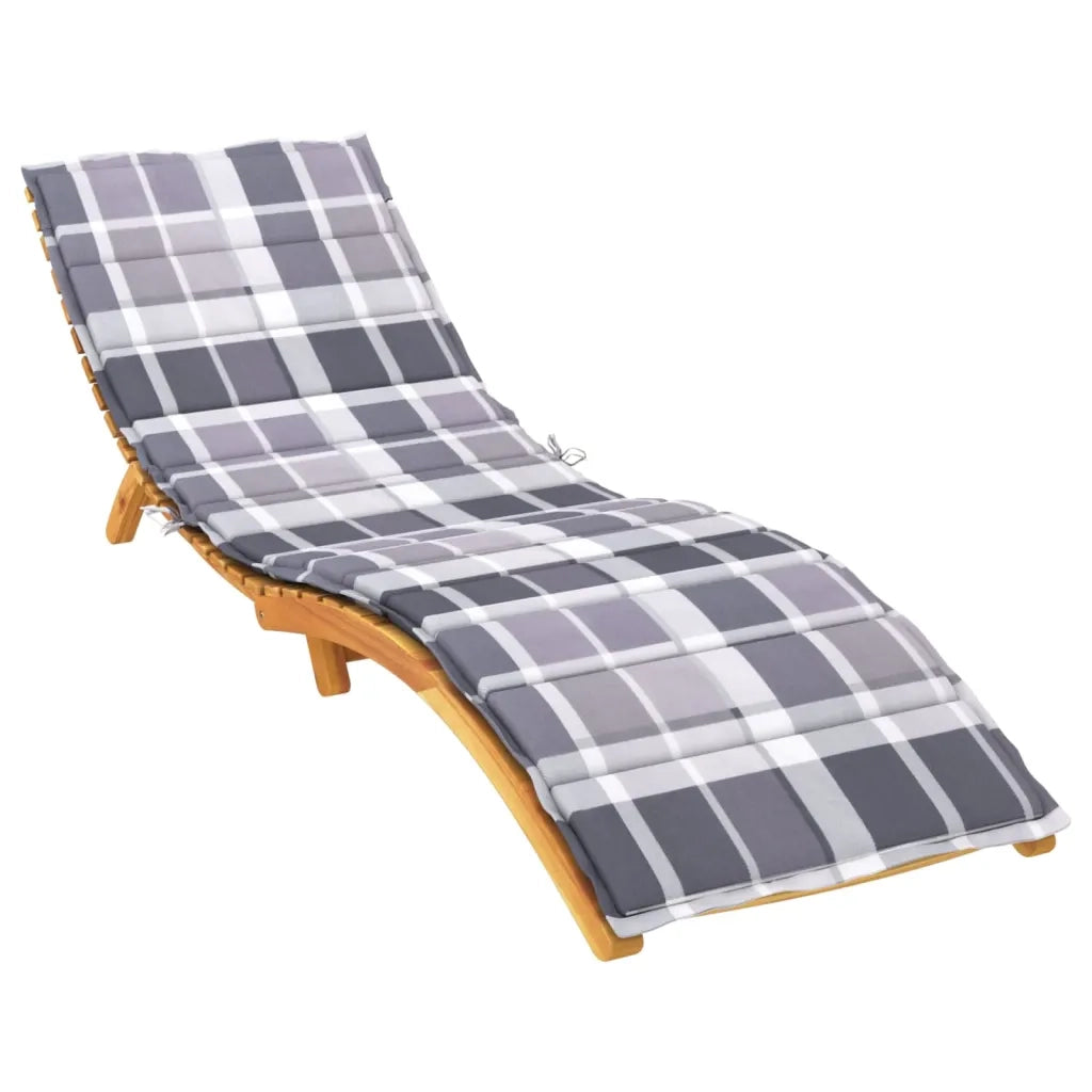 Cuscino per Lettino a Quadri Grigi 200x50x3cm Tessuto Oxfordcod mxl 119355
