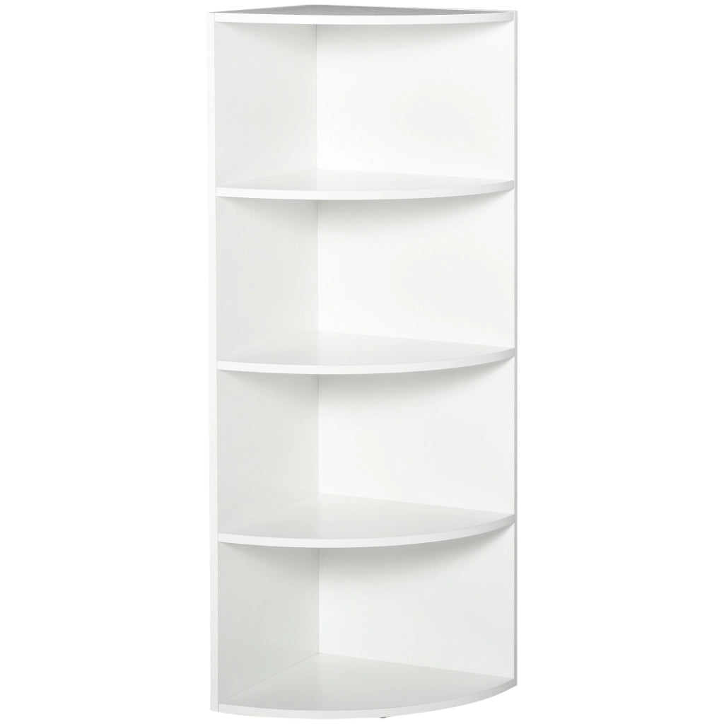 EasyComfort Libreria ad Angolo 4 Ripiani a Muro e Parete Legno 39.5x39.5x120cm Bianco