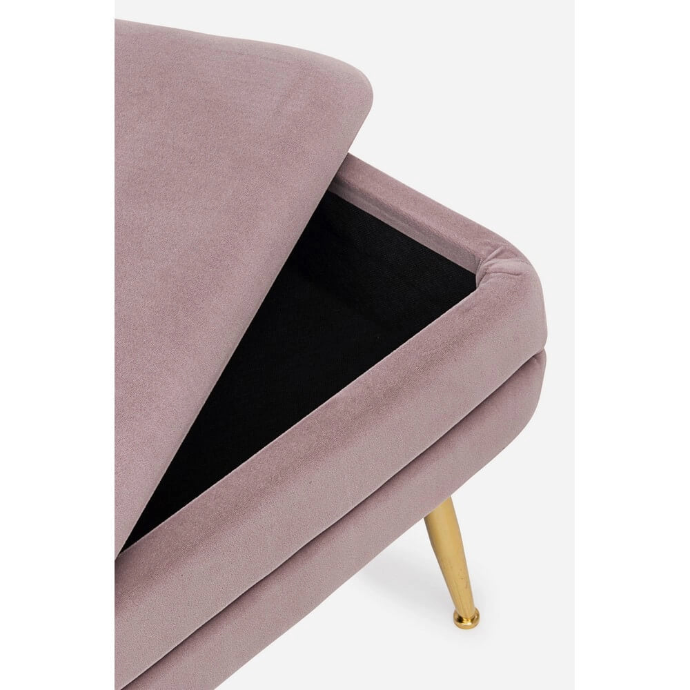 Panca contenitore in velluto con gambe dorate glam - SERENA