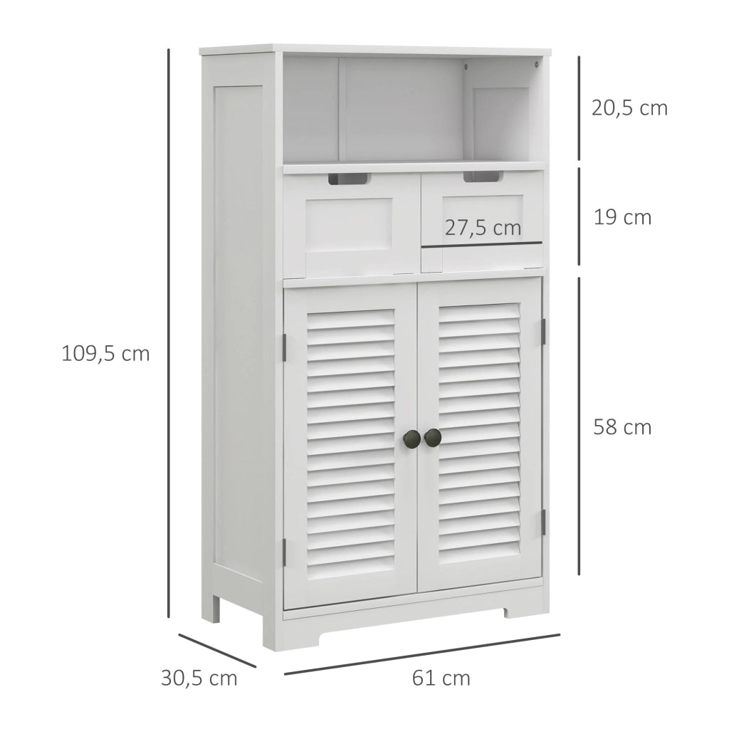 Mobile bagno armadio 2 ante cassetti scaffale regolabile ¨C zephmum ¨C bianco 61x30.5x109.5 cm