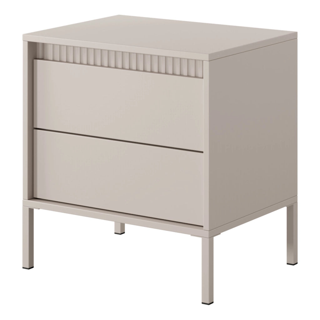 Gasalisa, Comodino 2 Cassetti, 54x40x56h cm Beige