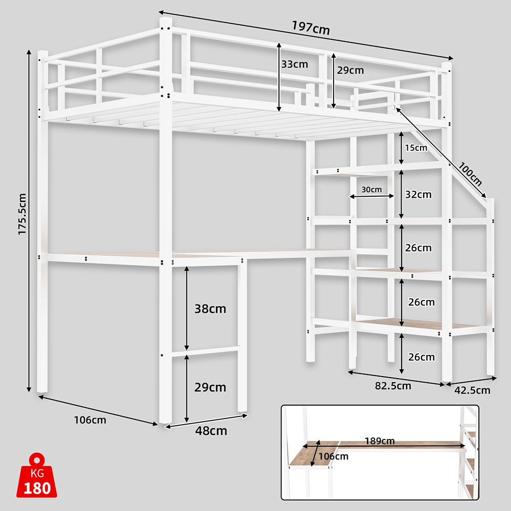 Letto a castello - Xylo - 90x200 cm scrivania L contenitori