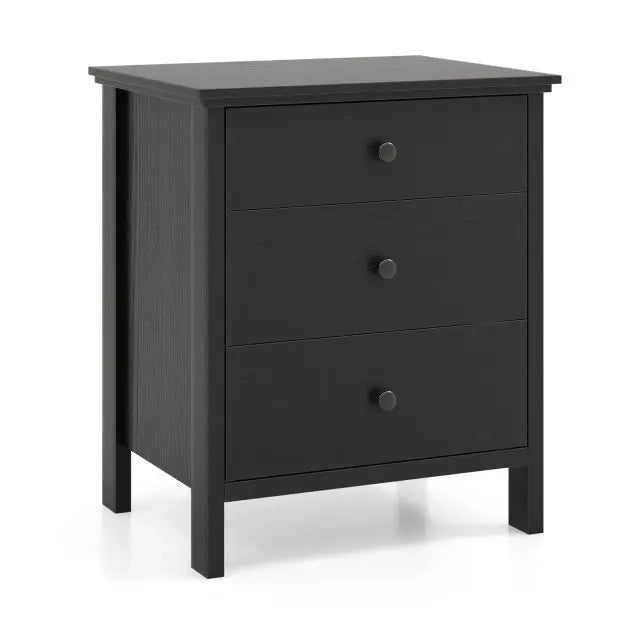 3-Drawer Nightstand for Living Room and Bedroom-Black
