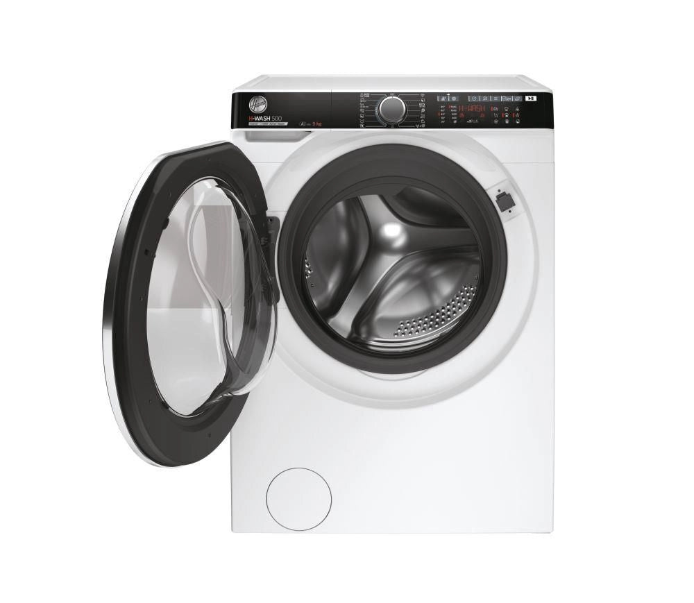 Hoover H-WASH 500 , Lavatrice Carica Frontale 9 KG, 15% più efficente della classe A, 1400 giri, Bianco, Inverter, Vapore, Wi-Fi, HWP 49AMBC7/1-S