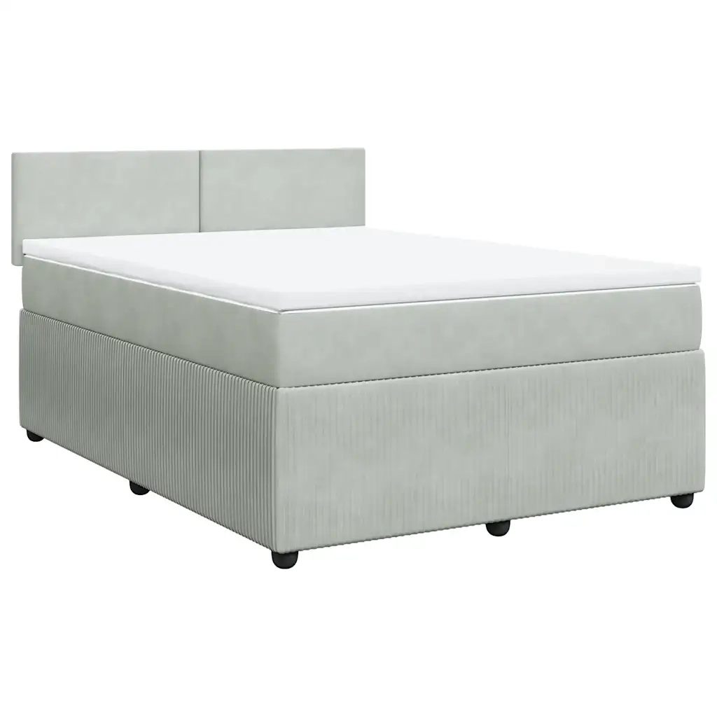 Giroletto a Molle con Materasso Grigio Chiaro 140x190cm Velluto 3287728