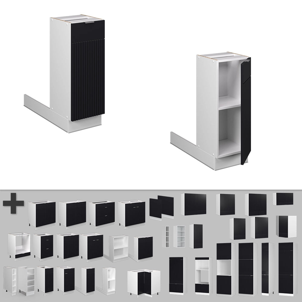 Vicco Isola cucina Nero a righe 30 cm senza piano di lavoro