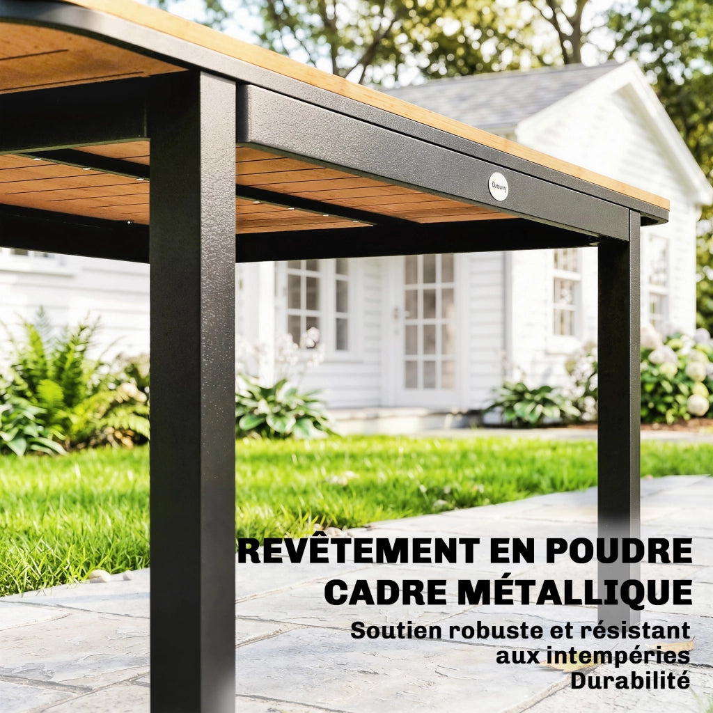 Tavolo da pranzo rettangolare da giardino 6 persone ¨C Xylo ¨C legno composito telaio metallo 127x70cm marrone