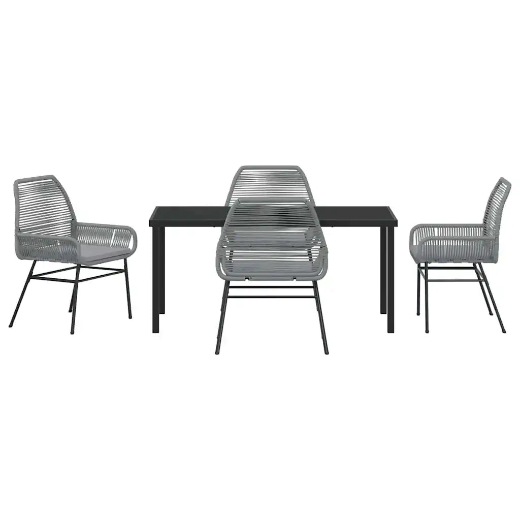 Set da Pranzo per Giardino con cuscino 5 pcs Grigio polyrattan 3380886